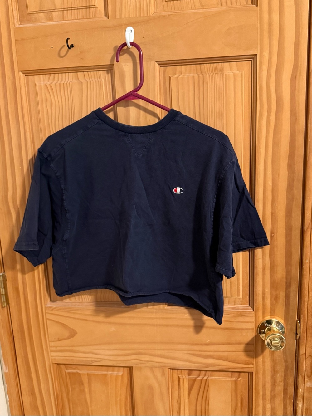 Champion Navy Cropped Tee - Classic Logo